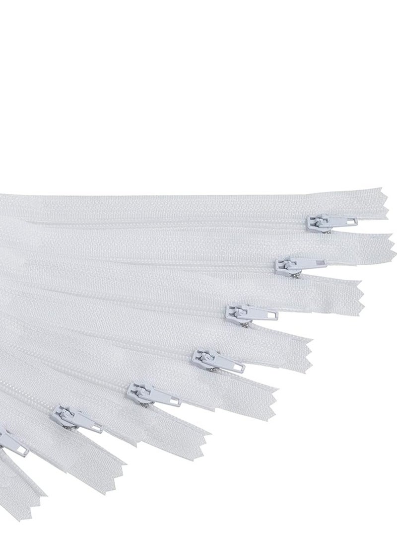 Set of 10 Spiral Zippers 24 cm Nylon Self locking White - Image 3